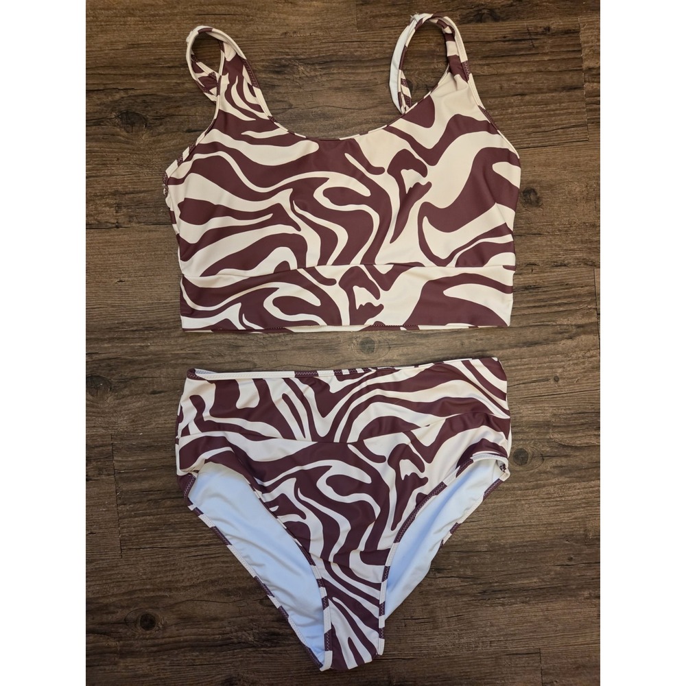 Brown And Cream Retro XL Swimsuit